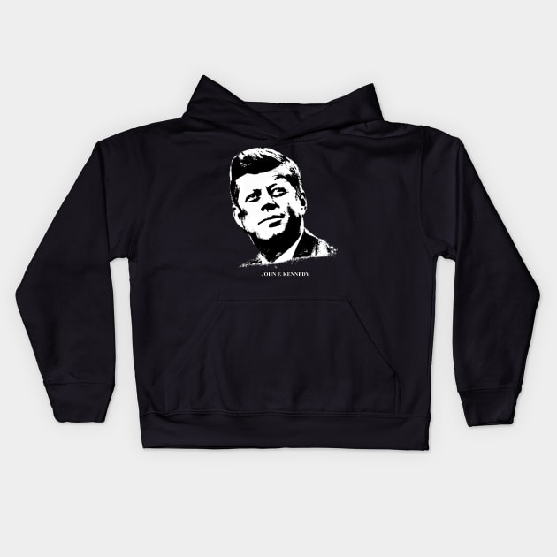 John F. Kennedy Portrait Pop Art Black Kids Hoodie by phatvo